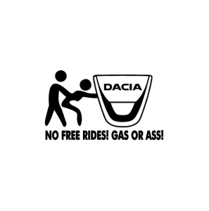 Sticker No Free Rides Dacia 18x8.8 cm, Creative Rey®