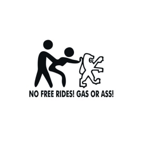 Sticker NO FREE RIDES PEUGEOT 15x10.2 cm, Creative Rey®