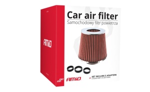 Filtru de aer conic roșu universal + 3 adaptoare - Img 3