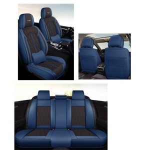 Huse auto premium 5 locuri Carguard Deluxe piele ecologică perforată - albastru închis - negru - Img 5