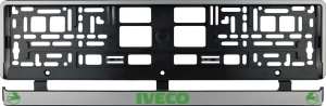 Set 2 bucati, suport numar inmatriculare argintiu Iveco verde