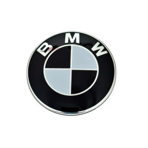 Set 4 Capace Jante Aliaj BMW – 68mm, Negru cu Alb - Img 4