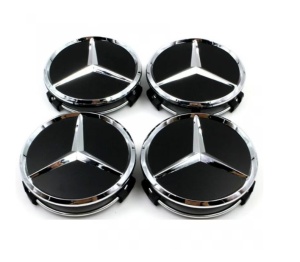 Set 4 Capace Jante Aliaj Mercedes-Benz 75mm, Negre - Img 2