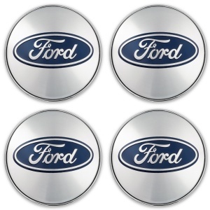 Set 4 Capace Jante Aliaj Pentru FORD, 56mm Interior 60 mm Exterior, Argintiu-Albastru