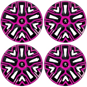 Set 4 Capace Roti 14 `` Best Roz-Negru, Compatibile Cu Peugeot - Img 2