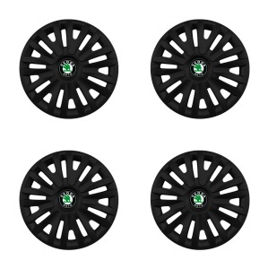 Set 4 capace roti 14 inchi (R14) compatibile SKODA, Model 217 Black - Img 2