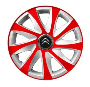 Set 4 capace roti 14 inchi R14 Drift Rosu-Gri, Compatibil cu Citroen