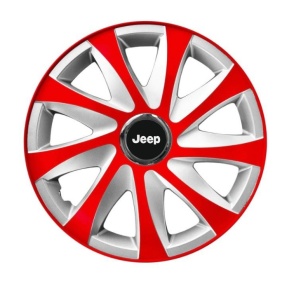 Set 4 capace roti 14 inchi R14 Drift Rosu-Gri, Compatibil cu Jeep