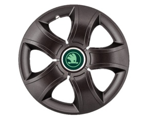 Set 4 Capace Roti 15 inchi (R15) Bis Negru,, Compatibile Cu Skoda Verde