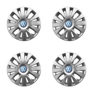 Set 4 Capace Roti 15 inchi (R15) Compatibile Cu VOLKSWAGEN model - 324, Sigla Albastra - Img 2