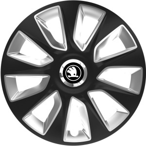 Set 4 Capace Roti 16 inchi (R16) Stratos Gri-Negru, Compatibile Cu Skoda Nou