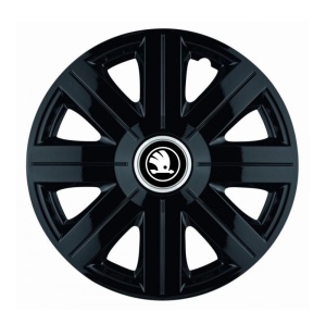 Set 4 Capace Roti Autohelix MSA® potrivite jantelor de 15 inch, pentru Skoda Alb Negru model Cosmos Black