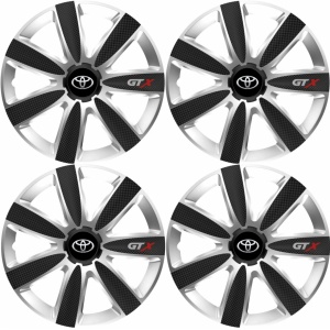 Set 4 Capace Roti GTX Carbon Gri-Negru R16, Pentru Toyota - Img 2