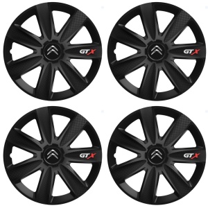 Set 4 capace Roti Gtx Carbon Negru R15, Pentru Citroen - Img 2