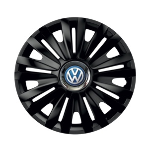 Set 4 capace roti Negre Cu Inel Cromat Royal R16 pentru gama auto Volkswagen - Img 1