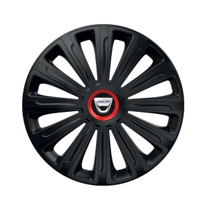 Set 4 capace roti Negre Cu Inel Rosu Trend R16 Compatibil Cu Dacia