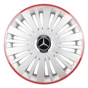 Set 4 Capace Roti, potrivite jantelor de R16, pentru Mercedes-Benz, model falcon argintiu cu rama rosie - Img 3
