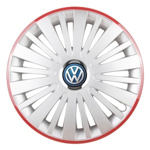 Set 4 Capace Roti, potrivite jantelor de R16, pentru Volkswagen, model falcon argintiu cu rama rosie - Img 3