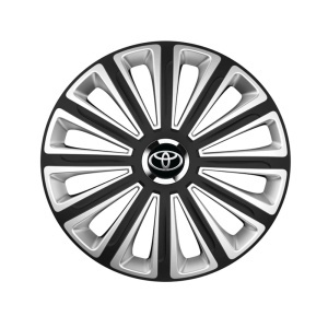 Set 4 capace roti R14 Compatibil Cu Toyota Trend Silver-Black - Img 3