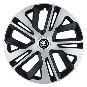 Set 4 Capace Roti R15 inch, pentru Skoda Alb Negru, model Raven Mix