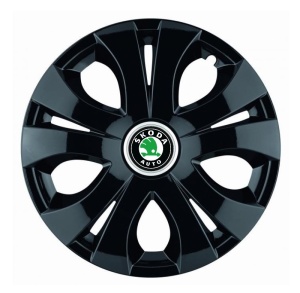 Set 4 Capace Roti Top Negru R15, Compatibil Cu Skoda - Img 1