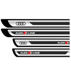 Set 4 stickere protectii praguri gri pentru Audi S-Line crom - Img 4