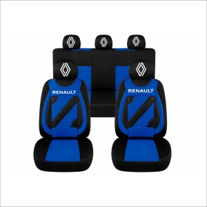 Set Huse Scaune Universale Nero Albastru Personalizate cu Renault Nou