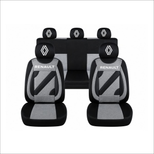Set Huse Scaune Universale Nero Gri Personalizate cu Renault Nou