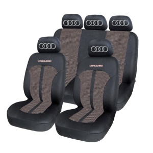 Set Huse Scaune Universale Premium Carguard Personalizate cu Audi– Negru/Bej