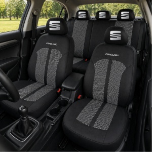 Set Huse Scaune Universale Premium Carguard Personalizate cu Seat – Negru/Gri - Img 2