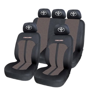 Set Huse Scaune Universale Premium Carguard Personalizate cu Toyota – Negru/Bej