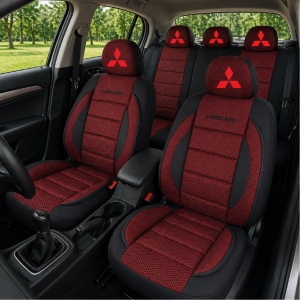 Set Huse Scaune Universale Premium Carguard Personalizate cu Mitsubishi – Negru/Visiniu - Img 2
