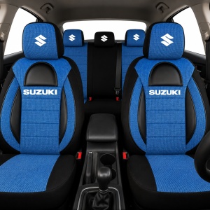 Set Huse Scaune Universale Racing, Albastru cu Negru Personalizate cu Suzuki - Img 2