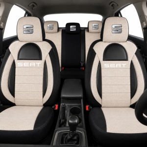 Set Huse Scaune Universale Racing, Bej cu Negru Personalizate cu Seat - Img 2