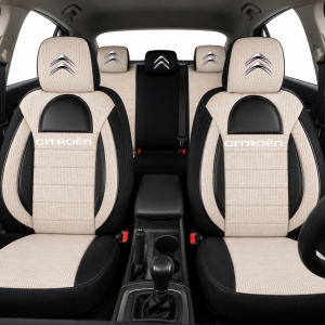 Set Huse Scaune Universale Racing, Bej cu Negru Personalizate cu Citroen - Img 2