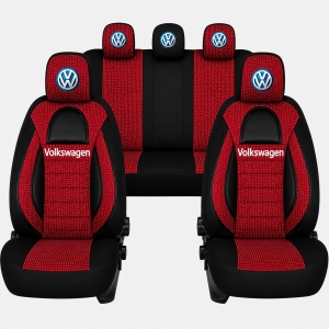 Set Huse Scaune Universale Racing,Visiniu cu Negru Personalizate cu Volkswagen
