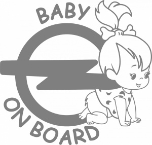 Sticker auto Baby on board opel fetita, 17x15cm, gri