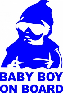 Sticker auto "Baby on board simpatic'', 18x12cm, albastru