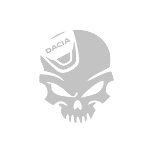 Sticker auto ''Cap de mort dacia'', 13x10 cm, alb