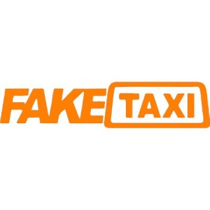 Sticker auto "Fake taxi'', 25x5cm, Portocaliu