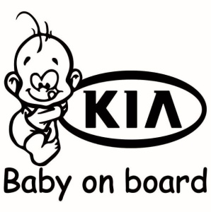 Sticker decorativ auto, logo Kia, Baby on Board 15x12 cm, Creative Rey®