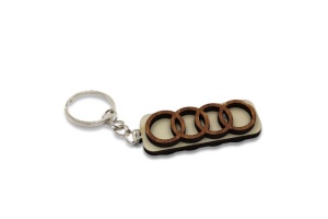 Breloc din lemn 3D, 65x22 mm, AUDI