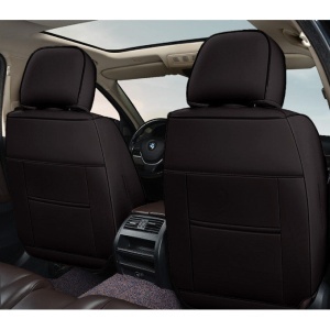Huse auto premium 5 locuri Carguard Deluxe piele ecologică perforată - negru - alb - Img 5