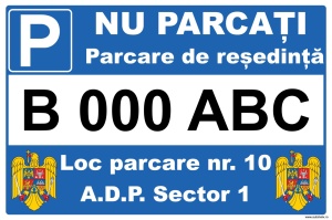 Indicator Parcare, Parcare de resedinta cu numar de inmatriculare, 30X40 cm, placuta PVC, 2mm