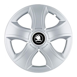 Set 4 Capace Roti 14 inchi (R14) Bis Gri, Compatibile Cu Skoda Alb Negru - Img 2
