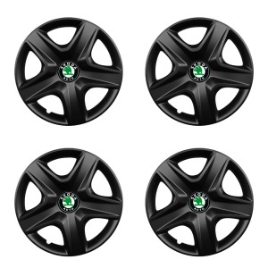 Set 4 capace roti 15 inchi (R15) compatibile SKODA, Model 340 Black - Img 2