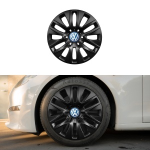 Set 4 capace roti 16 inchi (R16) compatibile VOLKSWAGEN, Model 429 Black, Sigla Albastra - Img 3