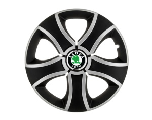 Set 4 capace roti Bis Gri-Negru R16 pentru gama auto Skoda - Img 1