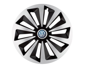 Set 4 capace roti Fox Gri-Negru R15 pentru gama auto Volkswagen - Img 1