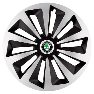 Set 4 capace roti Fox Gri-Negru R17 pentru gama auto Skoda - Img 3